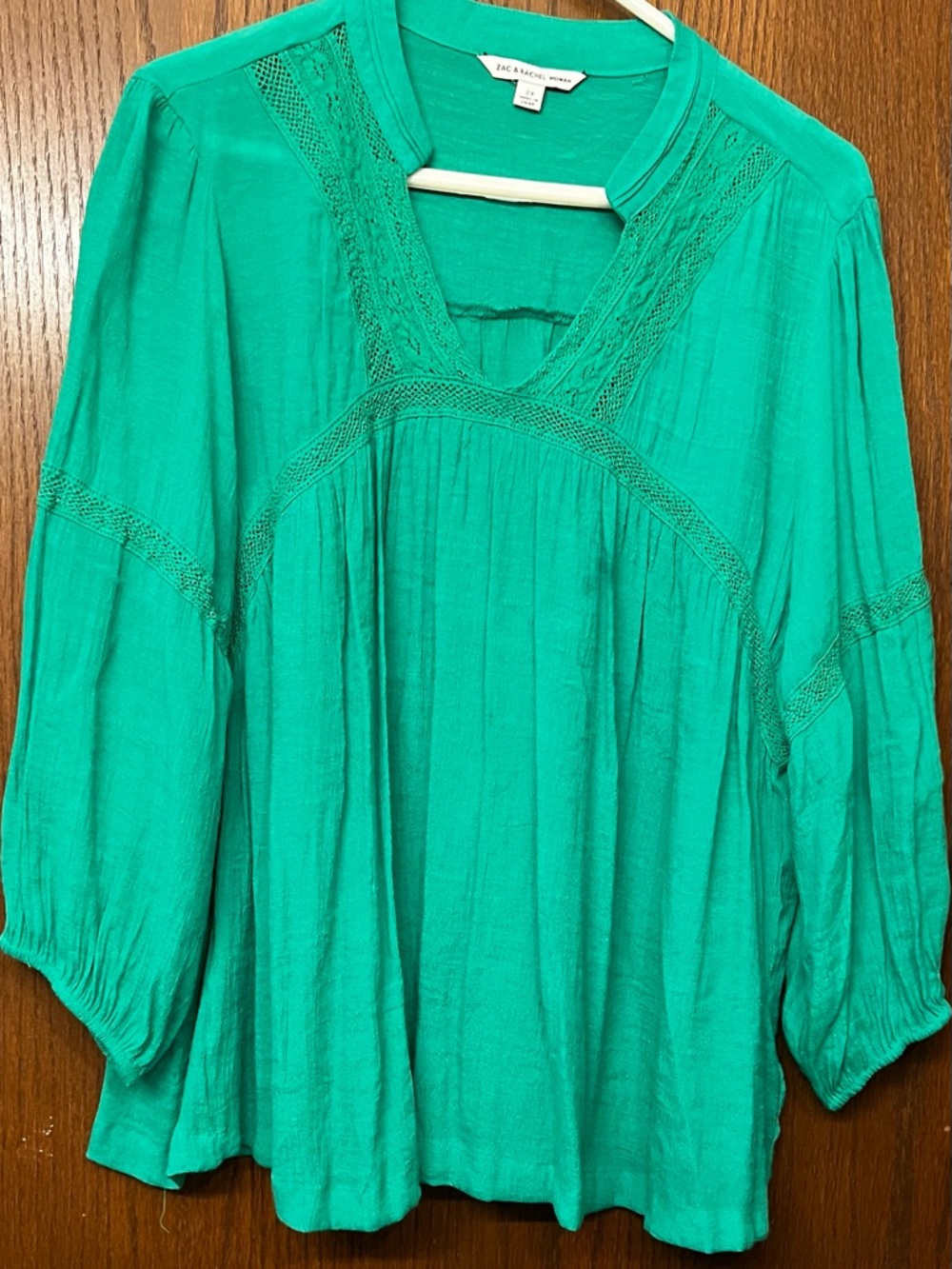 UC Zac & Rachel Green Lace-Inset Peasant Blouse Women’s 2X